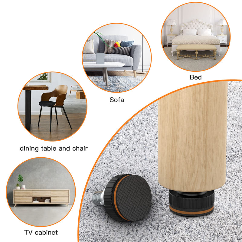 Adjustable Furniture Table Legs Leveling Feet 20 Set - ANhovno Furniture Levelers Screw Set with 3/8" Nut 1/4" Screw - Chair Leg Floor Protectors Rubber Furniture Pads for Hardwood Floor - NewNest Australia