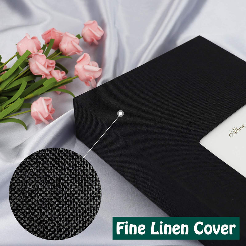 Vienrose Linen Photo Album 300 Pockets for 4x6 Photos Fabric Cover Photo Books Slip-in Picture Albums Wedding Family Anniversary Baby 300-black - NewNest Australia