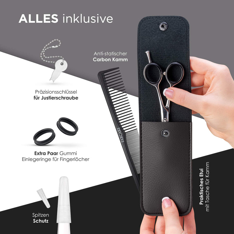 Fabcare Professional Hair Scissors With Comb And Case - Hair Cutting Scissors With Micro-Serration & Precision Screw - 5.5 Inches - Extra Sharp Hairdressing Scissors Made Of High-Strength Knife Steel - With Bonus Ebook - NewNest Australia