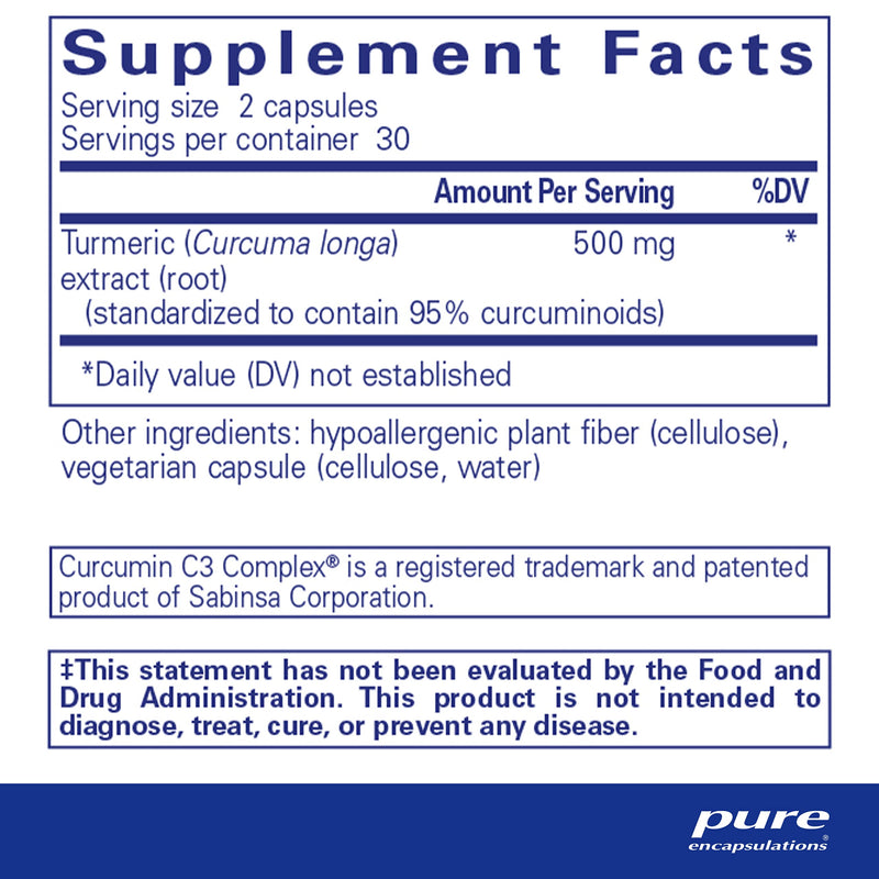 Pure Encapsulations Curcumin | Curcumin C3 Complex to Support Joints, Tissue, Liver, Colon, Brain, and Cellular Health* | 60 Capsules 60 Count (Pack of 1) Standard Packaging - NewNest Australia