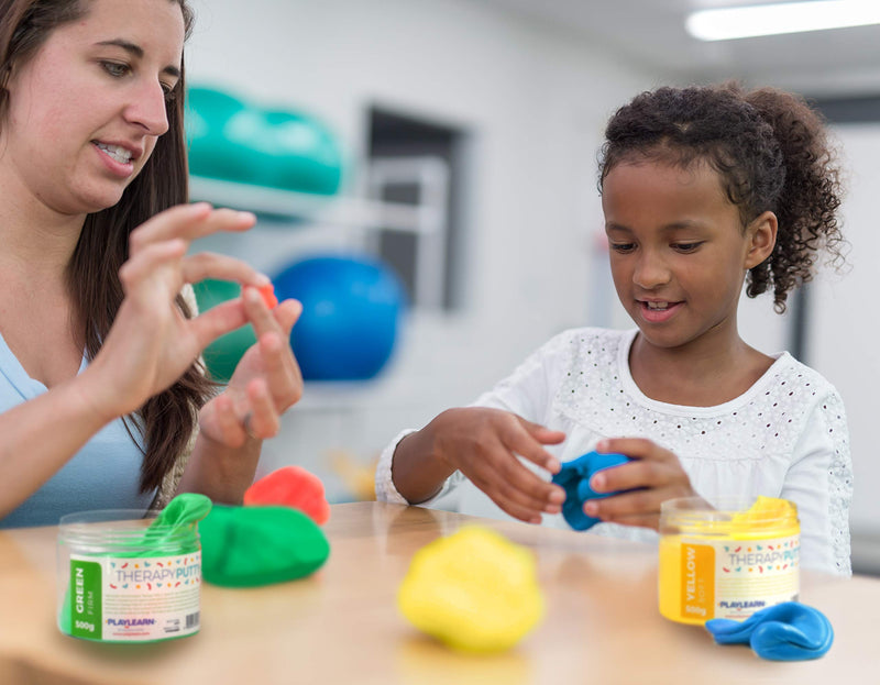 Playlearn 5 x Therapy Putty Squeezable Non-Toxic, Hand Exercise, 5 Strengths Extra Soft/Soft/Soft-Medium/Medium/Firm Individually Colour Coded for Adults & Children 57g (2oz) Tubs - NewNest Australia