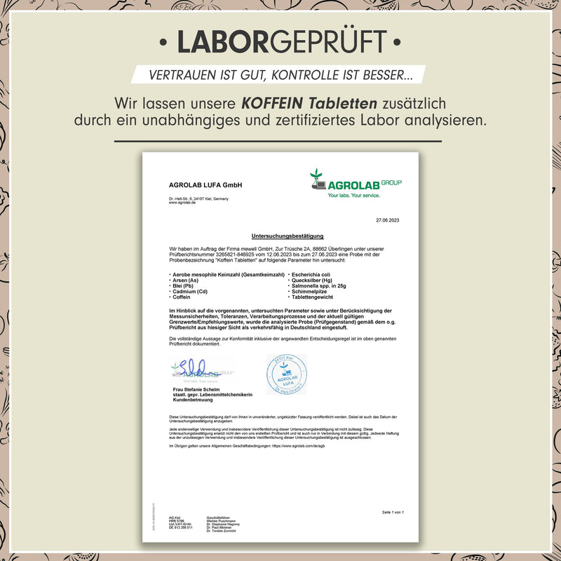 Caffeine Tablets 365X - 200 Mg Caffeine Per Tablet - Optimally High Dose - Laboratory Tested For Active Ingredient Content And Purity - Without Unwanted Additives - Supply For A Whole Year - 100% - NewNest Australia