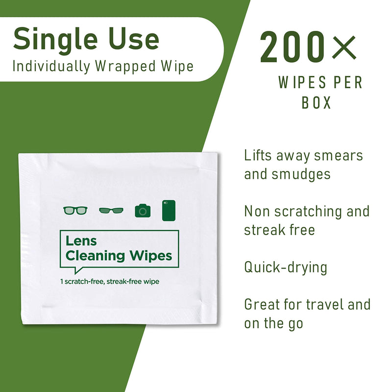 Pre-moistened Lens and Glass Cleaning Wipes: for Glasses, Camera, Cell Phone, Smartphone, and Tablet – Safe for AR Lenses, Quick Drying, Streak Free, Disposable - Individually Wrapped - 200 Pack - NewNest Australia