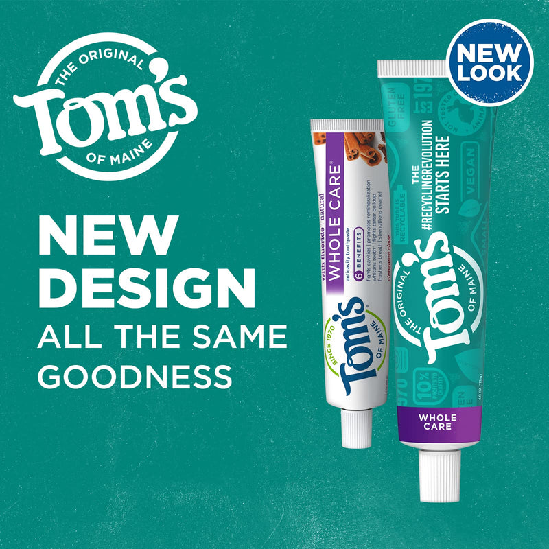 Tom's of Maine Whole Care Natural Toothpaste with Fluoride, Cinnamon Clove, 4 Ounce (Pack of 3) 4 Ounce (Pack of 3) - NewNest Australia