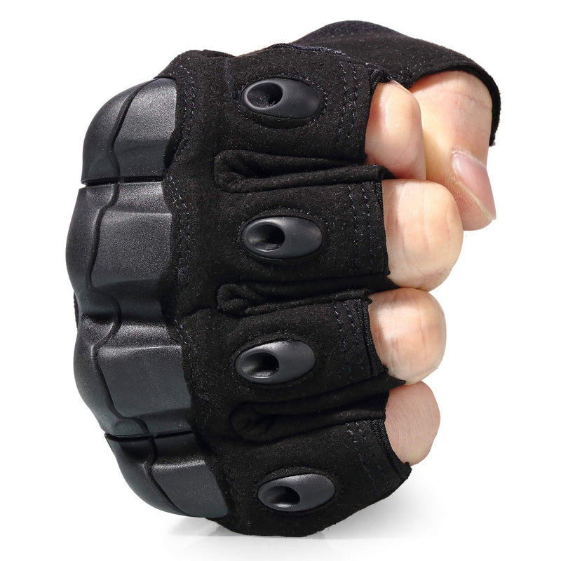 wtactful Tactical Fingerless Gloves for Motorbike Motorcycle Cycling Climbing Hiking Hunting Gloves Black Medium - NewNest Australia
