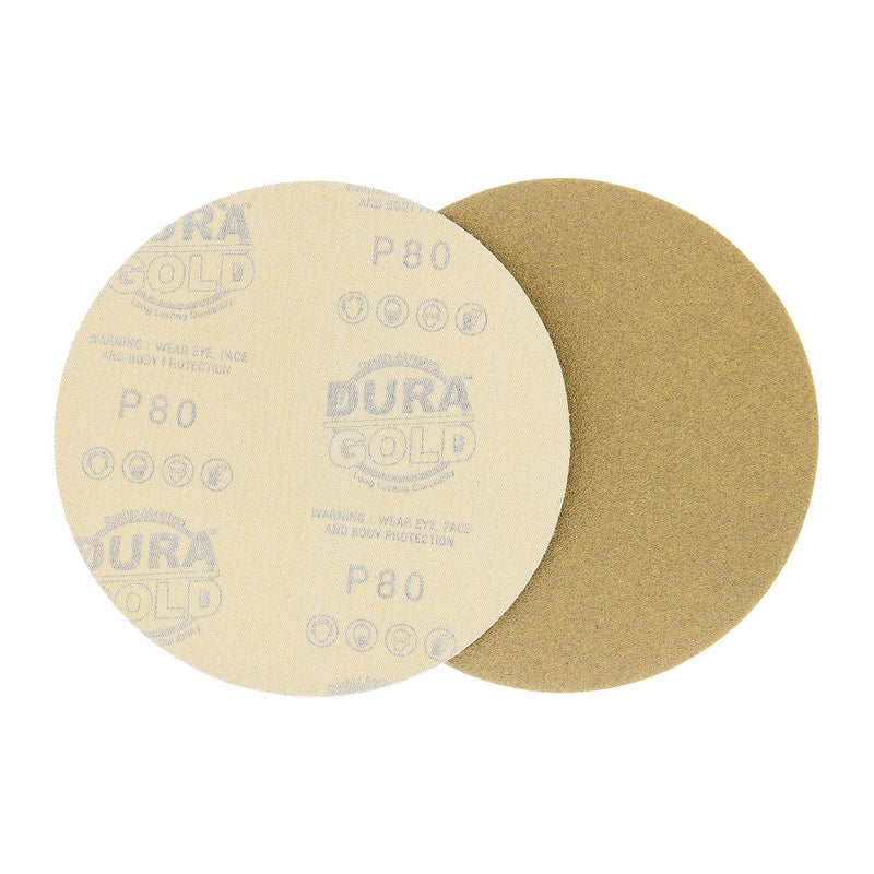 Dura-Gold - Premium - 80 Grit 6" Gold Hook & Loop No Hole Sanding Discs for DA Sanders - Box of 50 Sandpaper Finishing Discs for Automotive and Woodworking 80-Grit - NewNest Australia