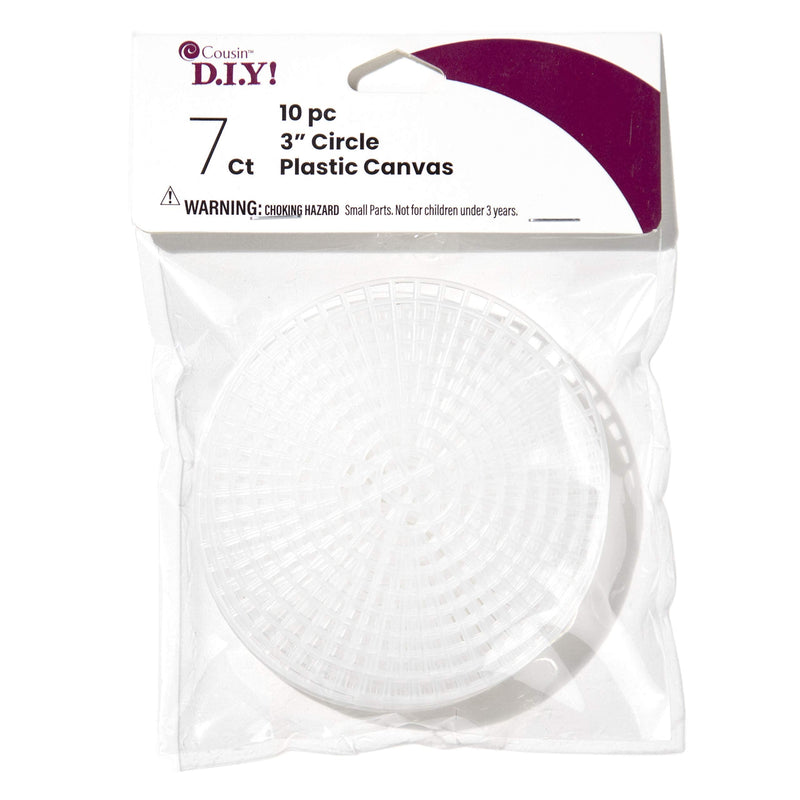 Cousin DIY 7 Count Plastic Stitching Canvas, Round 3", 10/Pkg, White - NewNest Australia