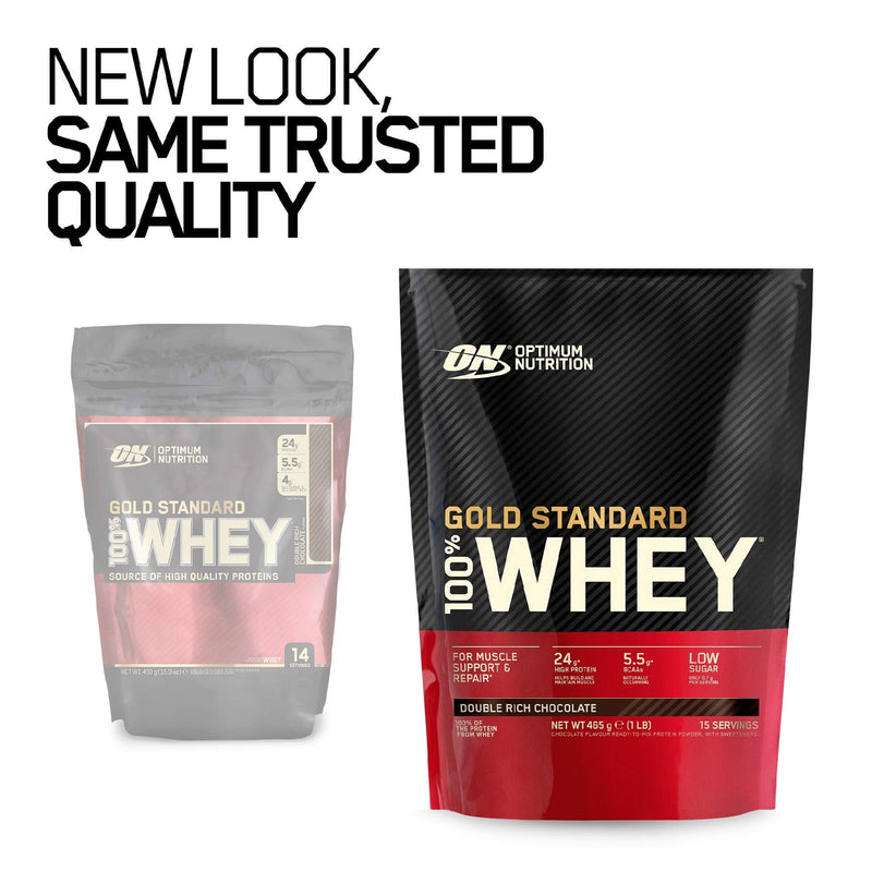 Optimum Nutrition Gold Standard Whey Protein, Muscle Building Powder With Naturally Occurring Glutamine and Amino Acids, Double Rich Chocolate, 15 Servings, 465g, Packaging May Vary - NewNest Australia