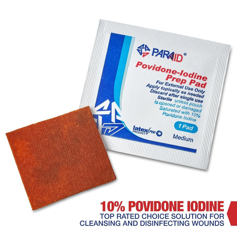(Box of 100 Count) Iodine Prep Solution Pads, 10% Povidone Iodine Swabs for Individual Disinfecting Wipes, Disposable Cotton Antiseptic Surgical Pad for Wound Care, and First Aid (Packing May Vary) - NewNest Australia