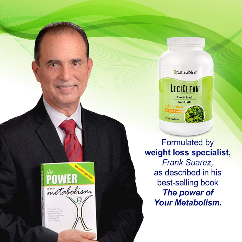 NaturalSlim LeciClean - Soy Lecithin Granules with Choline - 100% Pure Lecithin Powder Food Grade - Metabolism & Weight Management Support - Easily Dissolves in Protein Shake - Non GMO 454 Grams - NewNest Australia