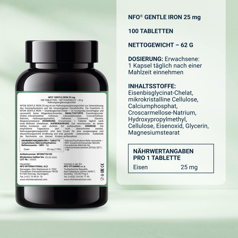 NFO GENTLE IRON [100 tablets] Norwegian natural high-dose iron complex With the patented Ferrochel formula - the most bioavailable form against iron deficiency in 1 capsule More efficient by 90% - NewNest Australia