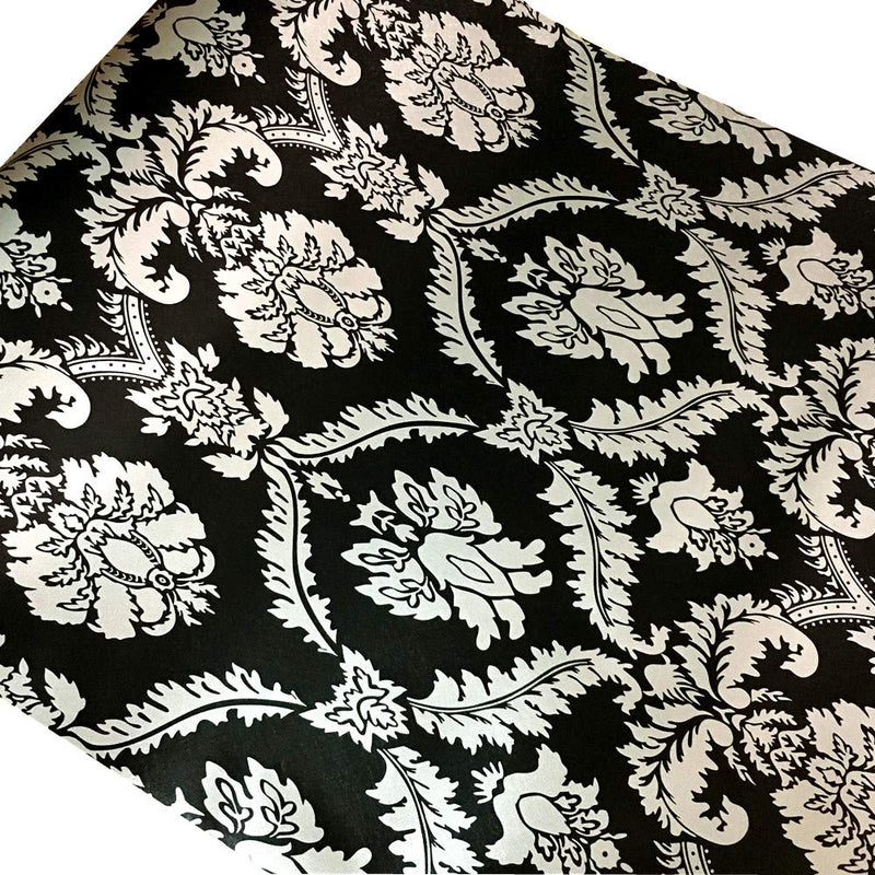 Noble Royal Style Black Floral Damask Adhesive Wallpaper Vinyl Dresser Drawer Peel Stick Paper Sticker Sheet Roll 17.7inch by 100inch - NewNest Australia