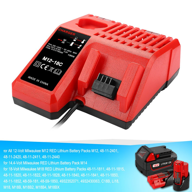 Powilling M12 & M18 Rapid Replacement Charger Milwaukee 12V&18V XC Lithium Ion Charger for Milwaukee XC Battery - NewNest Australia