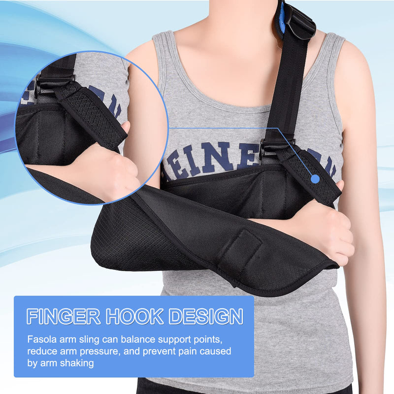 Fasola Universal Arm Sling, Shoulder Immobilizer with a Foam Neck Pad for Women, Men, Teenager, Adjustable Arm Support Strap for Broken Wrist, Elbow, Arm, Dislocated Shoulder - L Black - NewNest Australia
