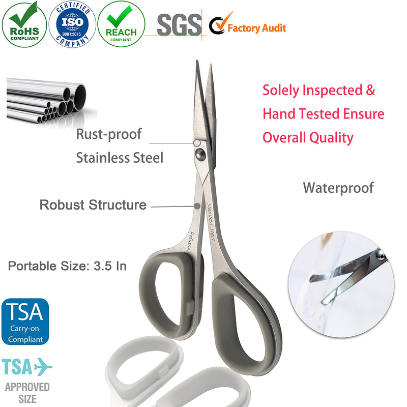 Pafason stainless steel mustache scissors, beard scissors, facial nose hair scissors with safety cover and premium leather case - NewNest Australia