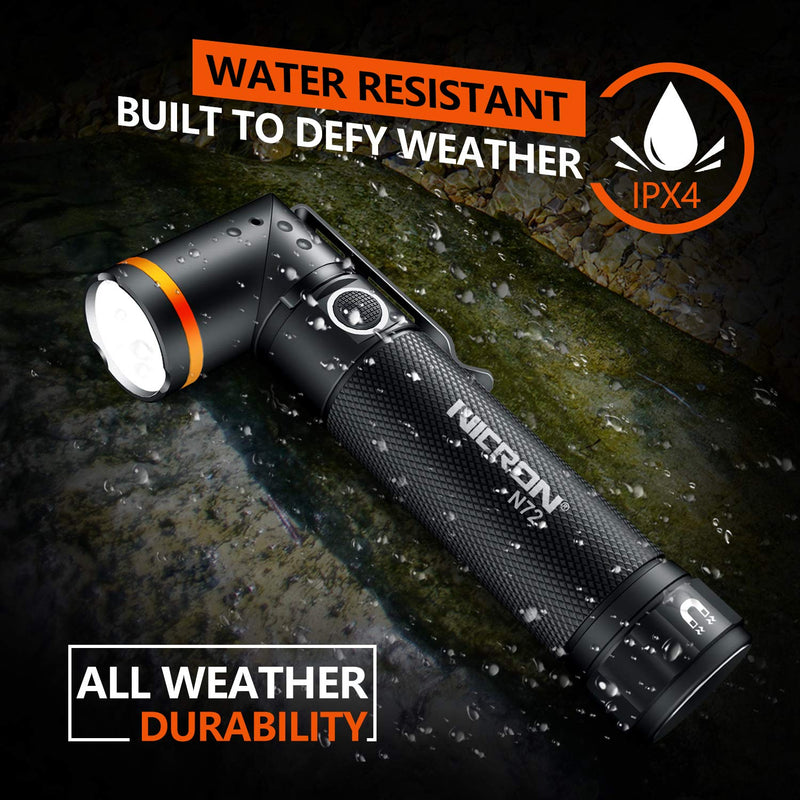 Flashlight, NICRON N72 800 Lumens Tactical Flashlight, 90 Degree Flashlight IPX4 Waterproof Led Flashlight 4 Modes- Best High Lumens Are For Camping, Outdoor,Maintain (18650/AAA Not included) - NewNest Australia