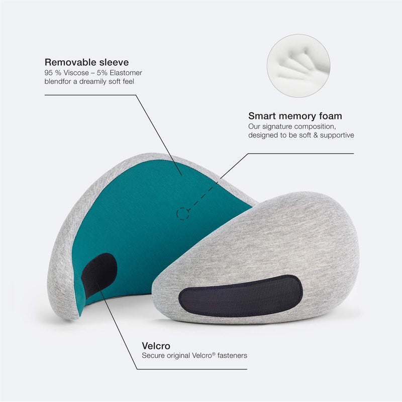 NewNest Australia - OSTRICHPILLOW GO Travel Pillow for Car & Airplane Neck Support with Travel Bag - Memory Foam Travel Accessories for Power Nap on Flight Blue Reef 