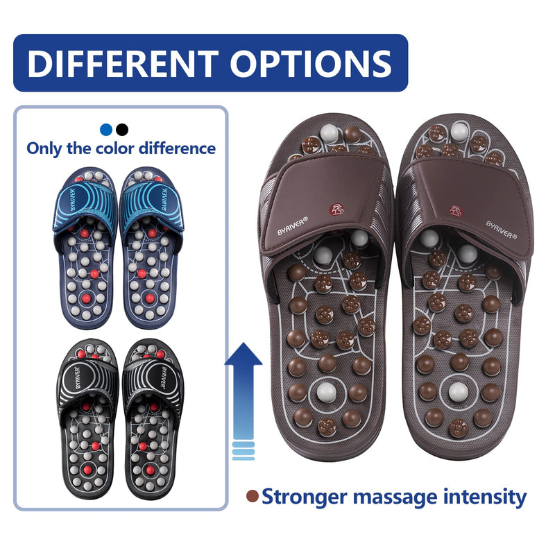BYRIVER Foot Massager Roller Plantar Fasciitis Slippers Reflexology Tools, Arthritis Pain Relief, Wellness Relaxation Gift for Men Women (Black XS) 3-4.5 Black Spring Massage Slippers - NewNest Australia