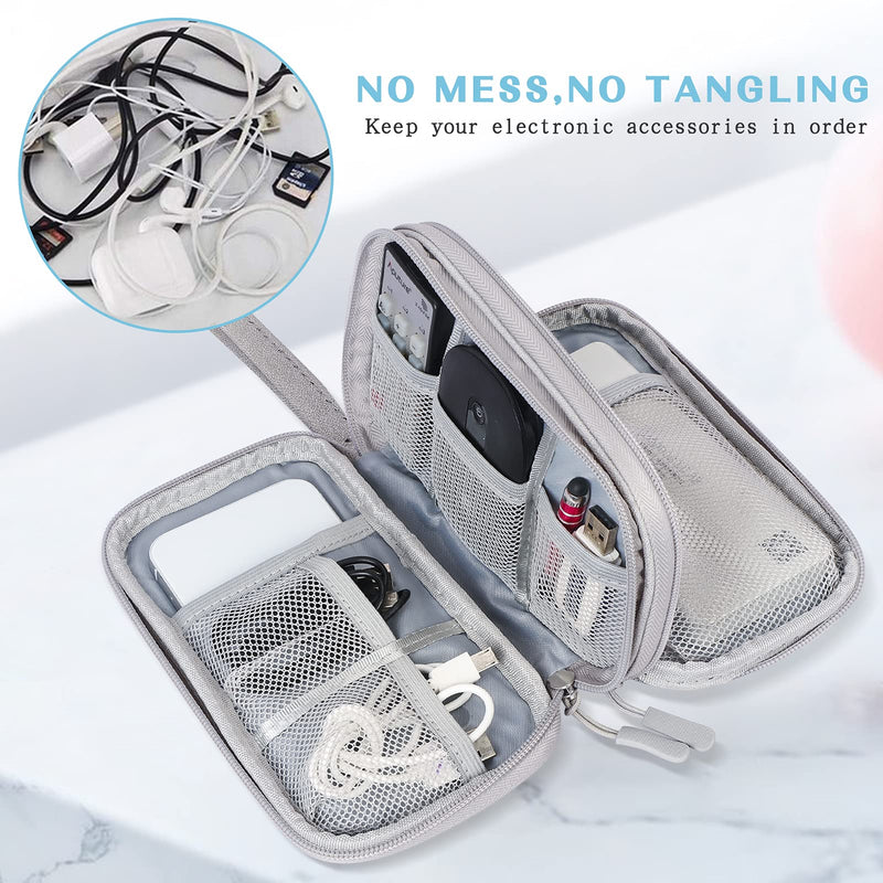 FYY Electronics Accessories Organiser Bag, Travel Cable Organizer Bag Pouch Portable Waterproof Double Layers All-in-One Carry Travel Bag for Cable, Cord, Charger, Phone, Earphone S-Grey A-Grey - NewNest Australia