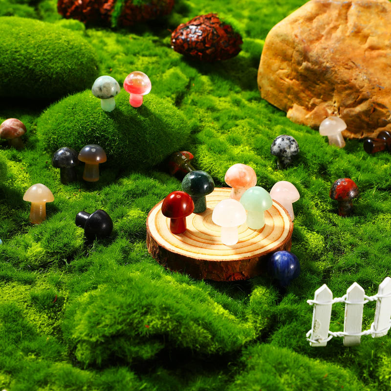 20 Pieces Crystal Mushroom Sculpture Decor Hand Making Mini Mushroom Bulk Shape Crystals Natural Gemstone Quartz Mushroom Bulk Set for DIY Meditation Balancing Home Decoration Collection () Vivid Style - NewNest Australia