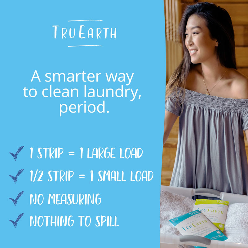 Tru Earth Eco-friendly, Biodegradable, Zero Waste, Cruelty-Free Laundry Detergent Sheets/Eco-Strips for Sensitive Skin, 32 Count (Up to 64 Loads), Fresh Linen Scent 32 Count (Pack of 1) - NewNest Australia