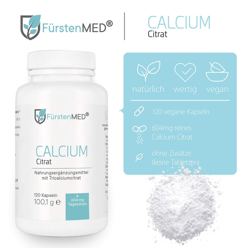 FürstenMED® Calcium Citrate Capsules - High-dose calcium - Pure calcium citrate - 120 capsules - Vegan and without additives - NewNest Australia