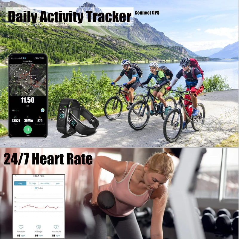 ENGERWALL Fitness Tracker with Step Counter /Calories /Stopwatch, Activity Tracker with Heart Rate Monitor, IP68, Health Tracker with Sleep Tracker, Smartwatch, Pedometer Watch for Women Men Kids Black - NewNest Australia