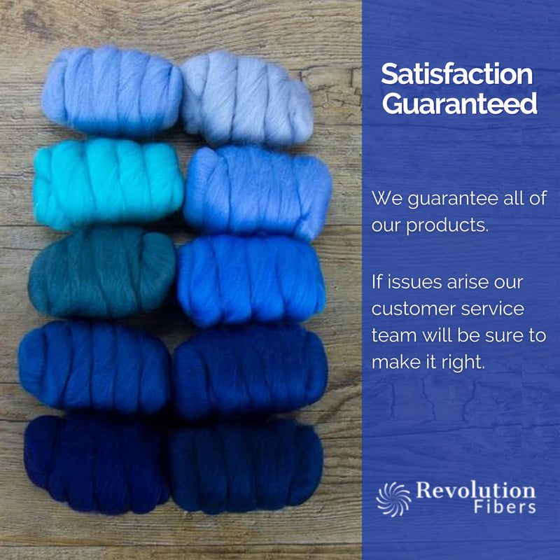 Revolution Fibers | Mixed Merino Wool Variety Pack | Perfect Wool Roving for Spinning, Needle Felting, Wet Felting, Weaving and Crafting (Woolly Waves (Blues), 250 Grams) - NewNest Australia