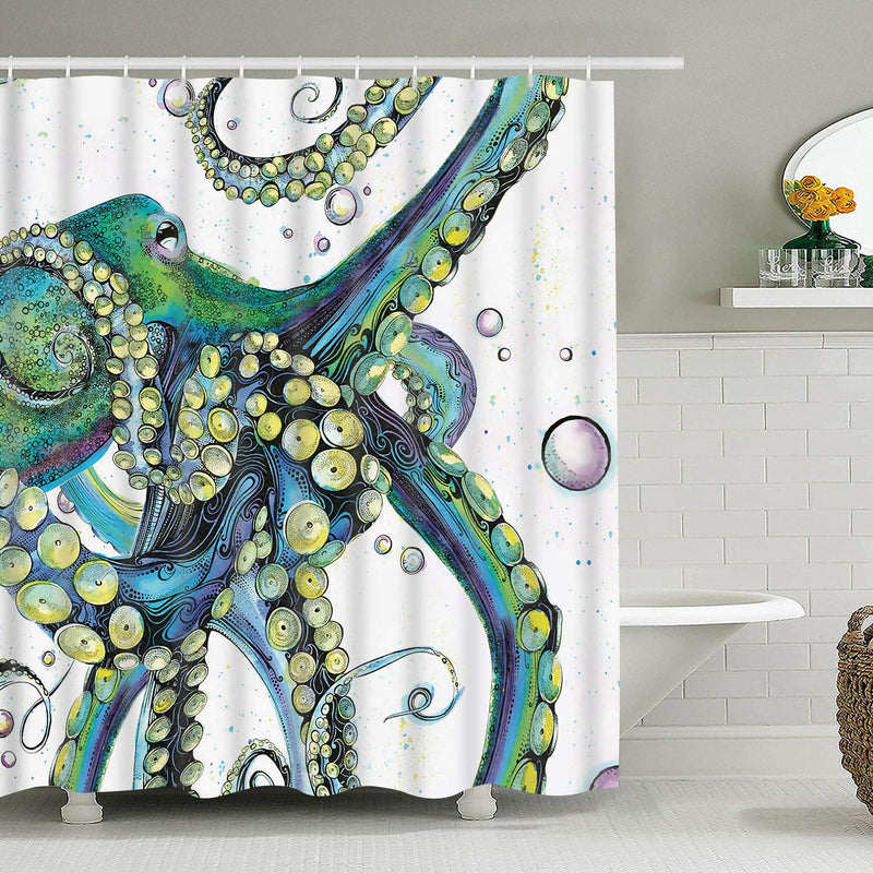 Smurfs Yingda Bathroom Shower Curtain Colorful Fashion Octopus Shower Curtains Durable Fabric Bath Curtain Waterproof Bathroom Curtain with 12 Hooks 70" L × 69" W - NewNest Australia