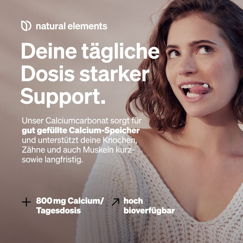 Calcium tablets - 800 mg calcium from calcium carbonate per daily dose - 180 tablets for 3 months - vegan, high dosage, without unwanted additives - produced in Germany & laboratory tested - NewNest Australia
