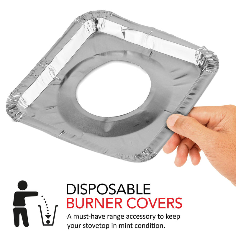 Gas Burner Liners (50 Pack) Disposable Aluminum Foil Square Stove Burner Covers - 8.5 Inch Gas Range Protector Bibs Keep Stove Clean - Foil Liners to Catch Oil, Grease and Food Spills - NewNest Australia