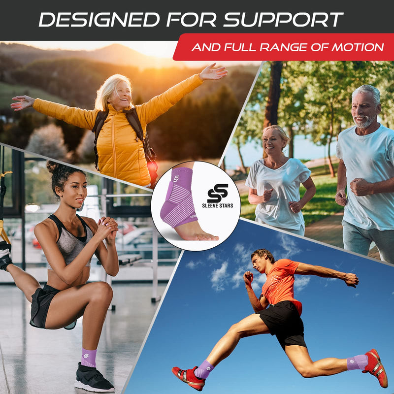 Sleeve Stars Ankle Brace Achilles Tendonitis Support, Foot & Plantar Fasciitis Support Strap, Heel & Tendon Bandage Pain Relief, Ankle Tape & Compression Wrap Sleeve for Men & Women 1 Light Purple - NewNest Australia