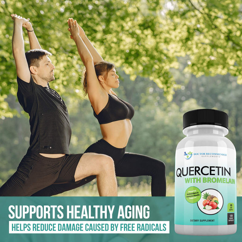 Quercetin 800mg w/Bromelain 165mg Per Serving- 120 Veggie Capsules-Full 60 Day Supply, Vitamin Supplement to Support Cardiovascular Health & Bioflavonoids for Cellular Function, Gluten Free, Non-GMO 120 Count (Pack of 1) - NewNest Australia