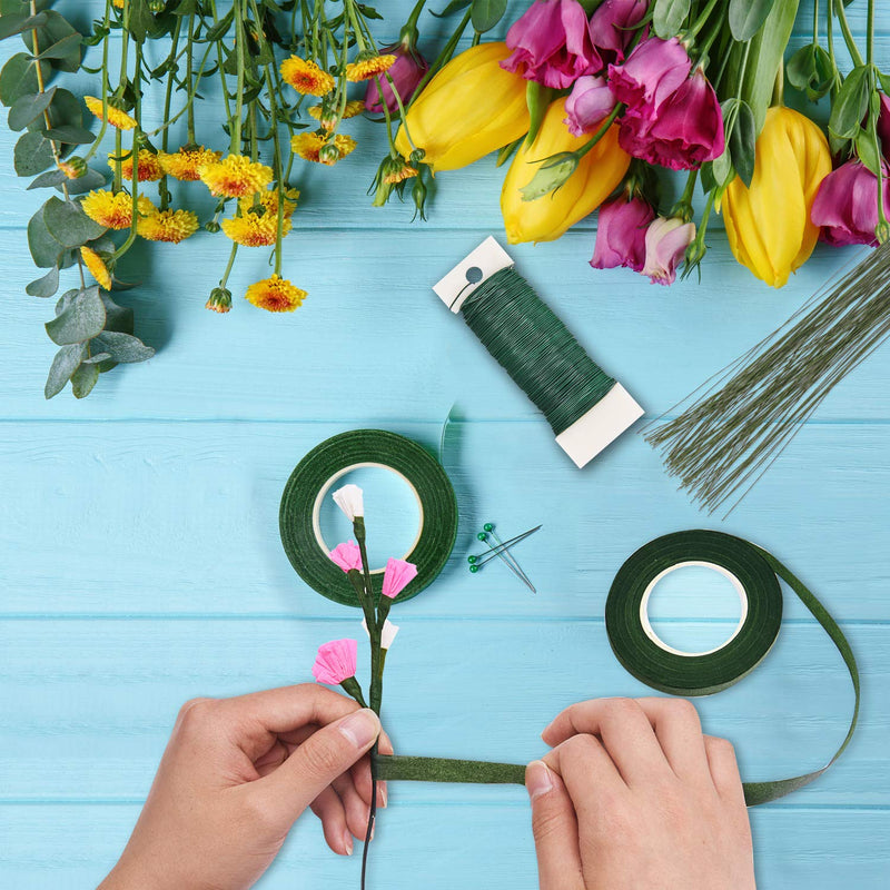 Livder 3 Pack 114 Yards 22 Gauge Green Flexible Paddle Wire for Crafts, Christmas Wreaths Tree, Garland and Floral Flower Arrangements - NewNest Australia