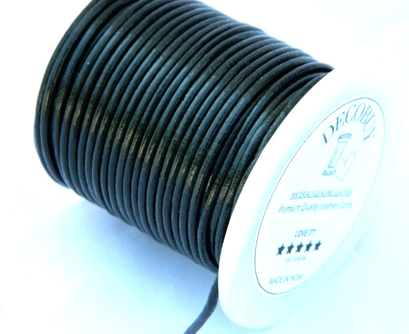 Round Leather Cord 1.5 mm String, 27 Yards Rope for Jewelry Making, Bracelets, Necklaces, Kumihimo Braiding, Wraps, Crafts, Hobby, and DIY Projects - Black - NewNest Australia
