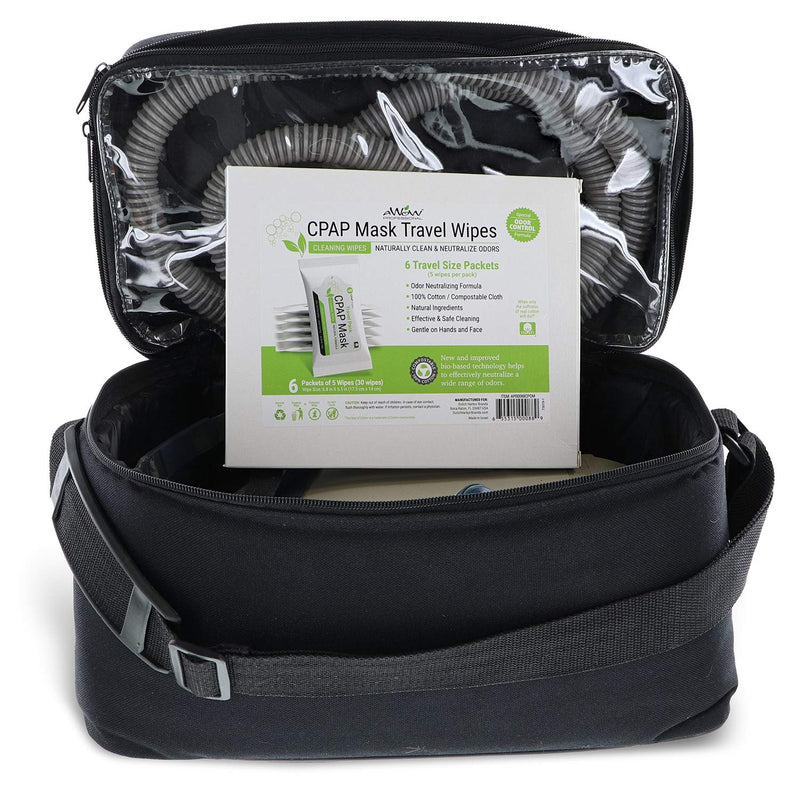 AWOW Unscented CPAP Mask Wipes - 5ct Resealable Travel Size CPAP Supplies, Natural CPAP Cleaner with 100% Cotton Fibers, Advanced Odor Control Formula, Safe for CPAP & BiPAP Masks (6pk, 30 Cleaning Wipes) - NewNest Australia