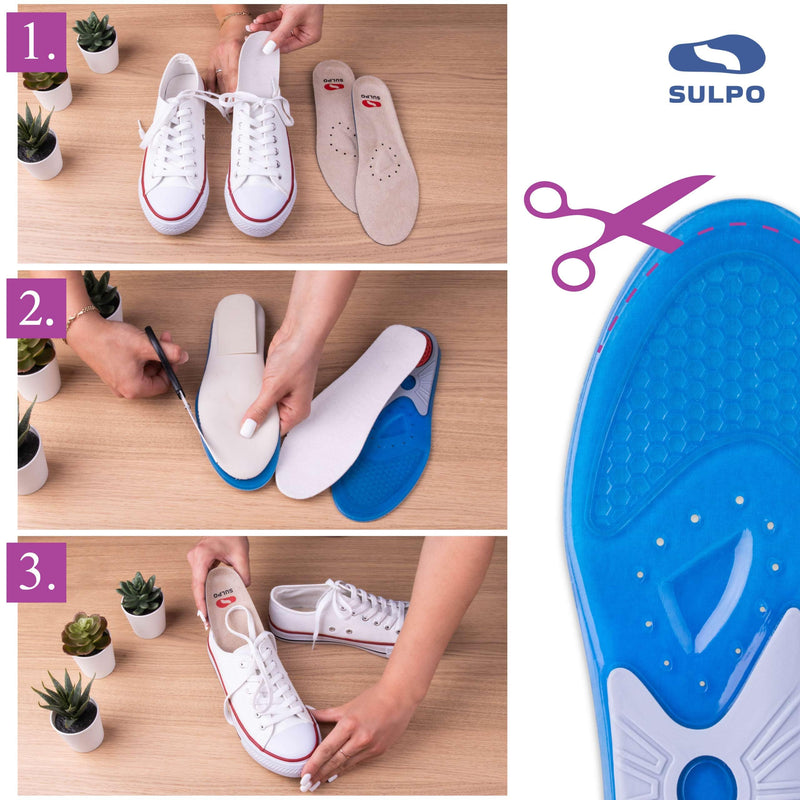 Sulpo Plantar Fasciitis & Heel Spurs Insoles - Silicone Shoe Insoles For Men & Women - Ideal For Sports, Office, Work, Daily Life, Hiking (38-39 Eu / 5-6 Uk (Xs)) - NewNest Australia