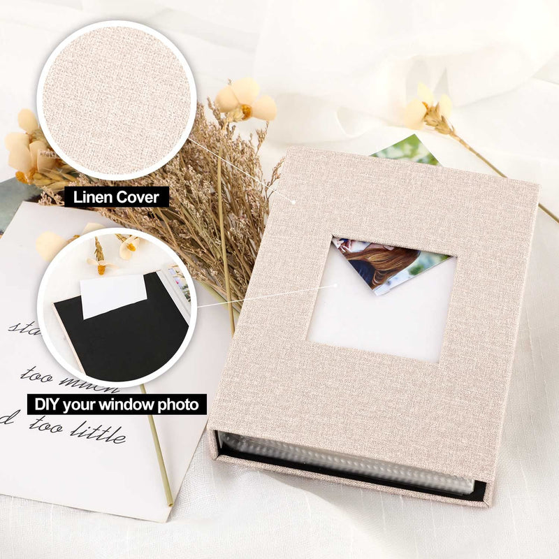 Ywlake Photo Album 4x6 50 Pockets 2 Packs, Small Mini Capacity Linen Photo Album Bulk Sets, Each Pack Holds 50 Top Loader Vertical Only Picture for Kids Boy Girls Beige 50 Pockets/2PK - NewNest Australia