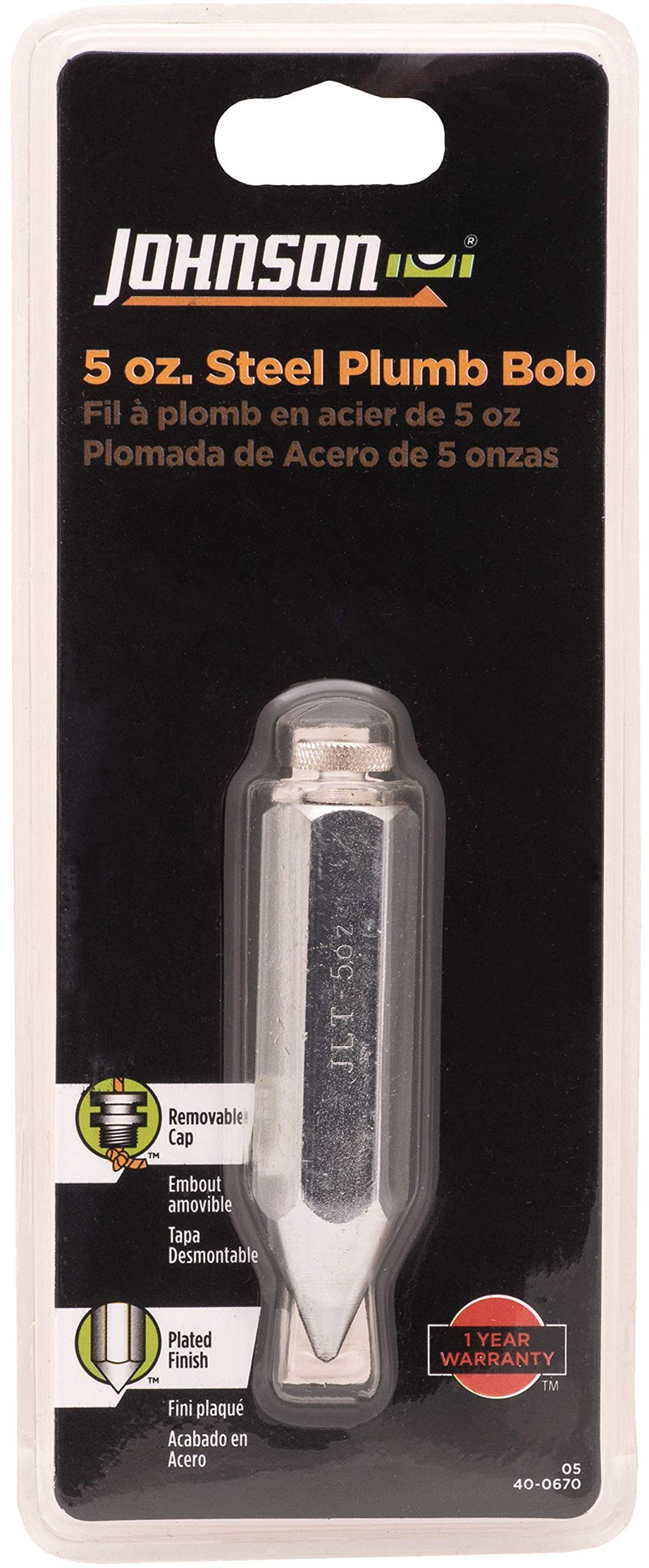 Johnson Level & Tool 05 Steel Hexagonal Plumb Bob, 5 oz., Steel Finish, 1 Pack 5 Ounce - NewNest Australia