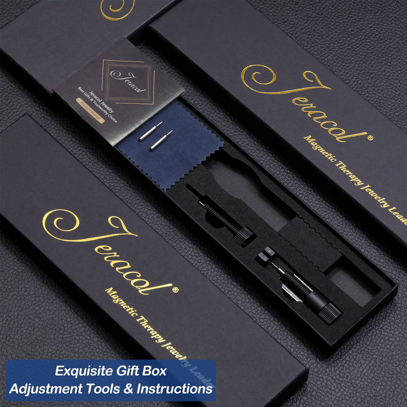 Jeracol Titanium Steel Magnetic Bracelets for Men,4 Element Double Row Strength Magnets Wristband Magnetic Brazaletes with Free Links Removal Tool & Jewelry Gift Box Blue-2 - NewNest Australia