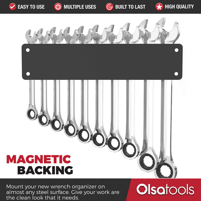 Olsa Tools Magnetic Wrench Holder Organizer (Green) | Fits SAE 3/8" Thru 15/16" & Metric 10mm Thru 19mm | Professional Grade Green - NewNest Australia