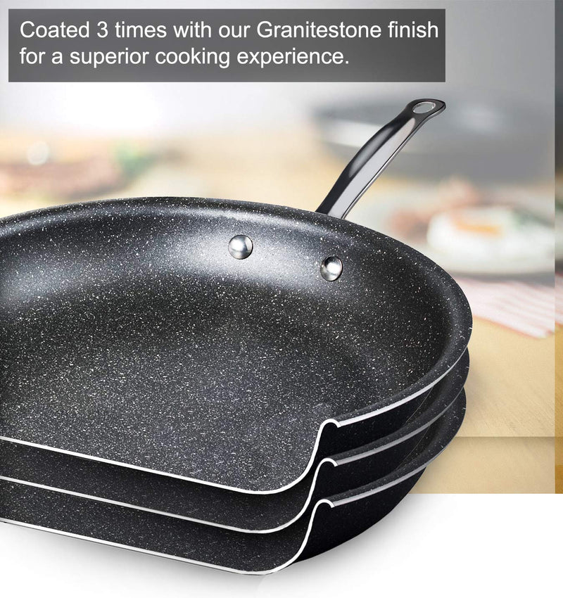 GRANITESTONE 2144 Nonstick, No-warp, Mineral-enforced Frying Pans with Stay-Cool Handles, Dishwasher-safe, PFOA-Free As Seen On TV (10-inch) 10-inch - NewNest Australia