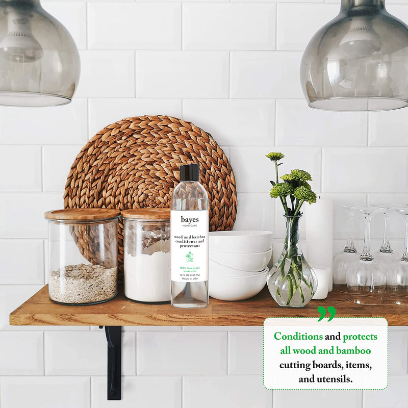 Bayes High-Performance Food Grade Mineral Oil Wood & Bamboo Conditioner and Protectant - Cleans, Conditions and Protects Wood, Bamboo, and Teak Cutting Boards and Utensils - 8 oz 8 Fl Oz (Pack of 1) - NewNest Australia