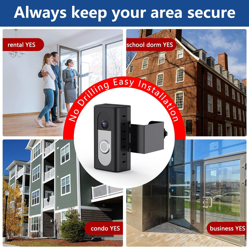 KIMILAR Anti-Theft Video Doorbell Mount Compatible with Video Doorbell 1/2/3/3 Plus/4/(2020 Release), Adjustable Mounting Bracket Accessories for houses, apartments, businesses, No Need to Drill Black - NewNest Australia