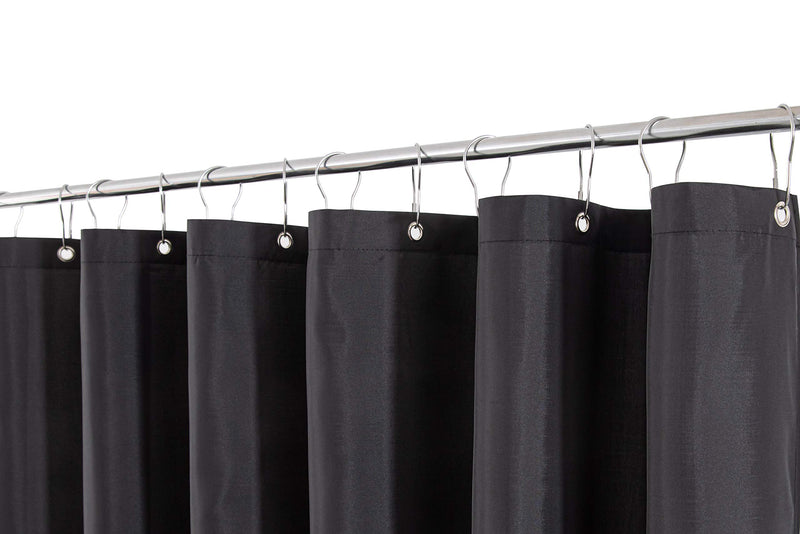 Biscaynebay Hotel Quality Fabric Shower Curtain Liner, Water Resistant Bathroom Curtains, Rust Resistant Grommets Top Weighted Bottom Machine Washable, Black 72 Inch by 72 Inch 72X72" - NewNest Australia