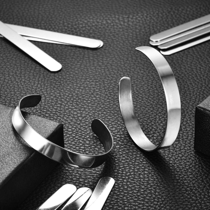 Hicarer 18 Pieces Bracelet Blanks Stainless Steel Bangle Blanks DIY Cuff Bracelet Blanks for Making Presents Stamping Jewelry, 3/8 x 6 Inches - NewNest Australia