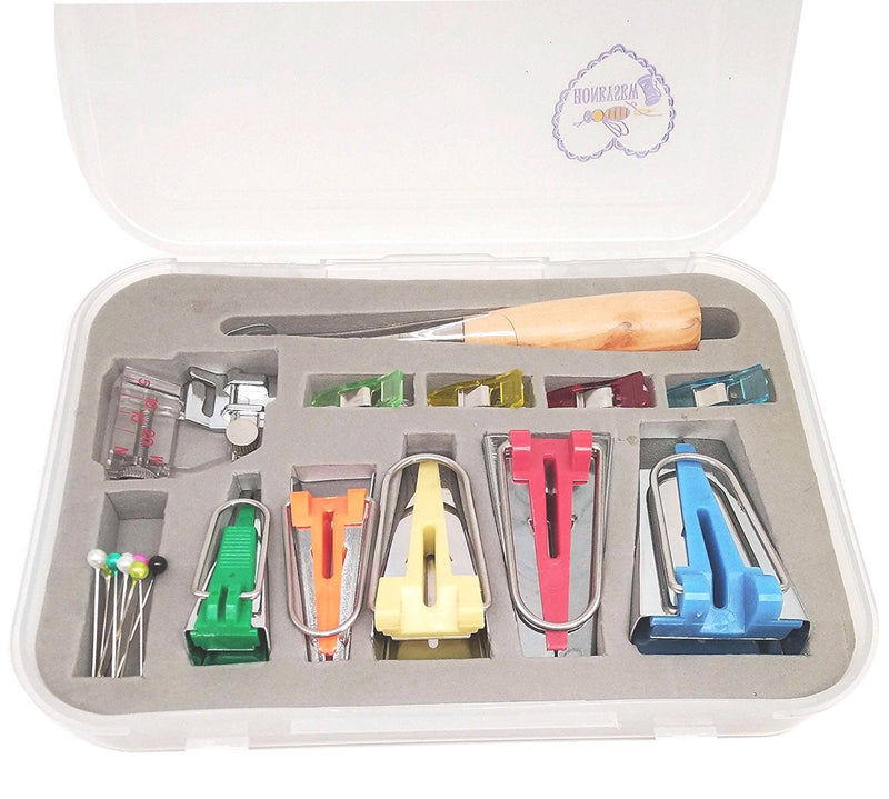 HONEYSEW Single Double Fold Bias Tape Maker Tool Kit Set, 6MM/9MM/12MM/18MM/25MM Fabric Bias Tape Maker Tools 5 Sizes DIY Sewing Bias Tape Makers for Quilt Binding - NewNest Australia