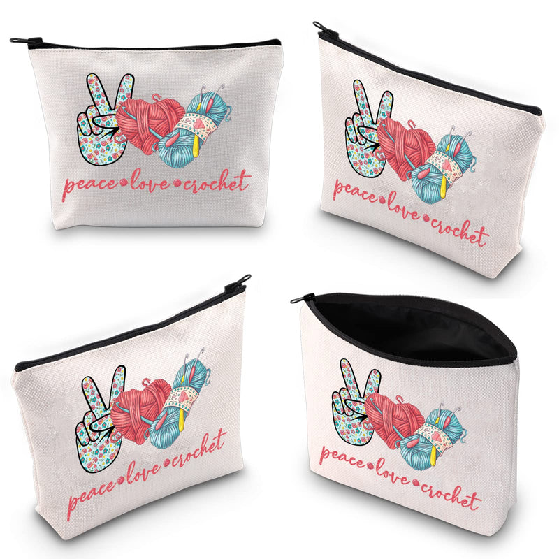 WZMPA Crocheting Lover Cosmetic Bag Crochet Gifts Peace Love Crochet Makeup Zipper Pouch Bag For Women Girls (Peace Crochet) Peace Crochet - NewNest Australia