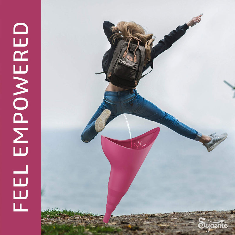 Syarme Female Urination Device,Portable Reusable Urinal Funnel with Extension Tube,Small Folding Storage,Suitable for Travel,Festivals,Camping,Traffic Jams,Etc,Includes Waterproof Bag,Waterproof Cup Fuchsia - NewNest Australia