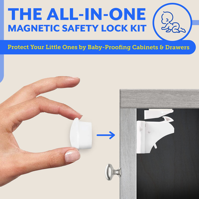 Eco-Baby Cabinet Locks for Babies - 6-Pack Magnetic Baby Proof Safety Latches﻿, 2 Keys - Magnetic Baby Proof Lock for Cabinets, Doors, Drawers - Easy to Install Child Proofing - NewNest Australia